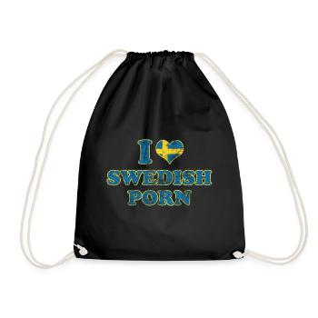 I LOVE SWEDISH PORN - Drawstring Bag - black - Front