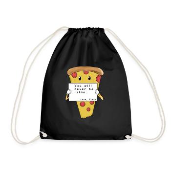 you will never be slim pizza pizza comic - Drawstring Bag - black - Front