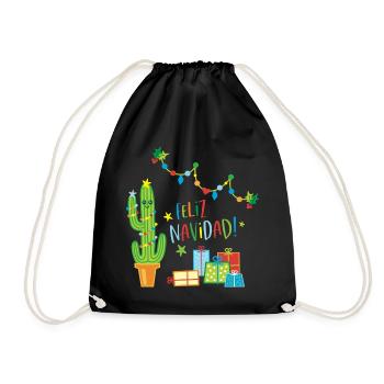 Feliz Navidad Kaktus Weihnachtspullover - Turnbeutel - Schwarz - Vorne