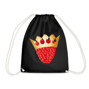 juicy red raspberry with golden crown - Drawstring Bag - black - Front