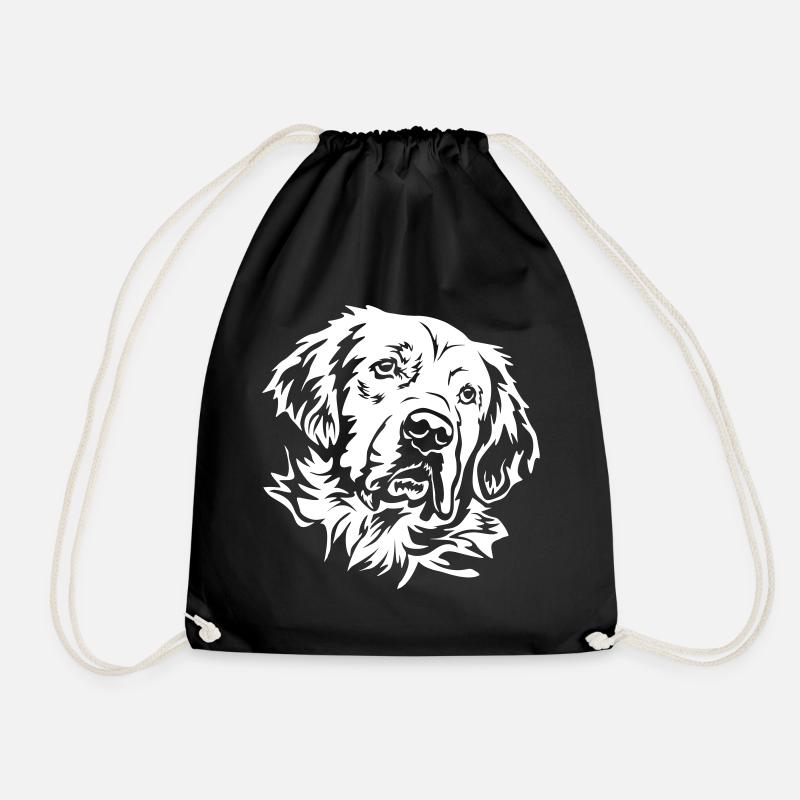 Golden Retriever Head "Black Edition" - Drawstring Bag - black