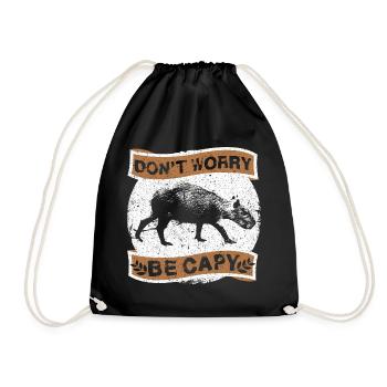 Capybara capybara rodent - Drawstring Bag - black - Front