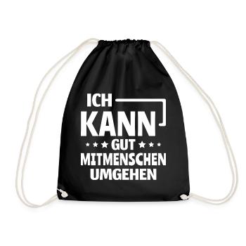 Introvertiert Ich kann gut Mitmenschen umgehen - Turnbeutel - Schwarz - Vorne
