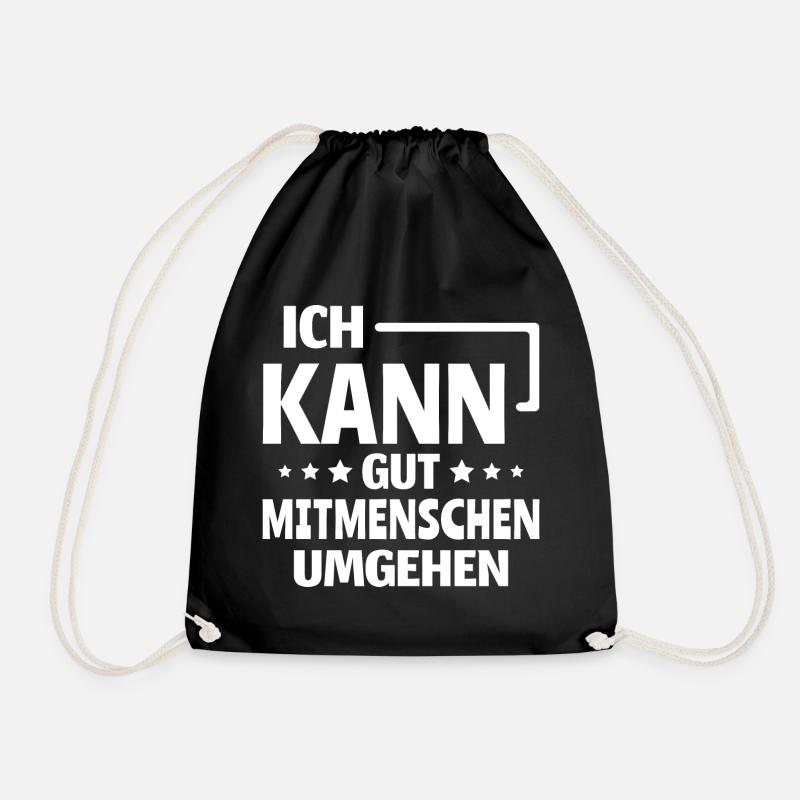 Introvertiert Ich kann gut Mitmenschen umgehen - Turnbeutel - Schwarz