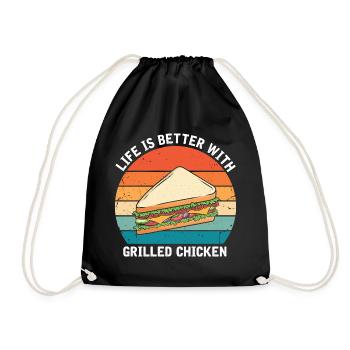 Food Love Sandwich Baguette Cheese - Drawstring Bag - black - Front