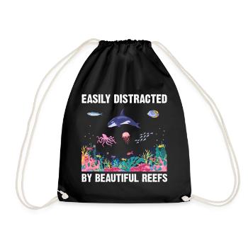Reefs Ocean Sea Marine Biologist Diving Divers - Drawstring Bag - black - Front