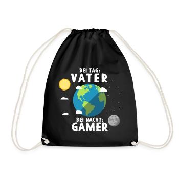 Am Tag Vater Bei Nacht Zocker Gaming Vatertag - Turnbeutel - Schwarz - Vorne