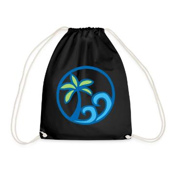 Vagues et palmier - Sac de sport léger - noir - Devant