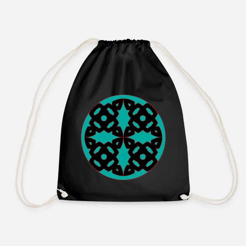 Circle Pattern - Drawstring Bag - black