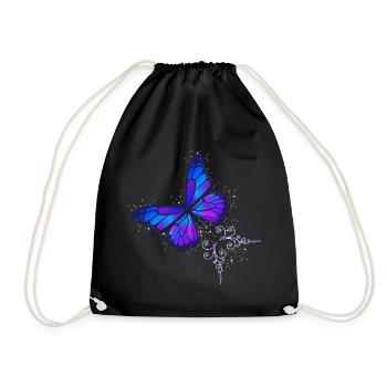 Schmetterling blau und violett mit Sternenhimmel - Turnbeutel - Schwarz - Vorne