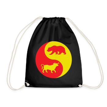 Yin Yang Stier und Roter und Gelber Bär - Turnbeutel - Schwarz - Vorne