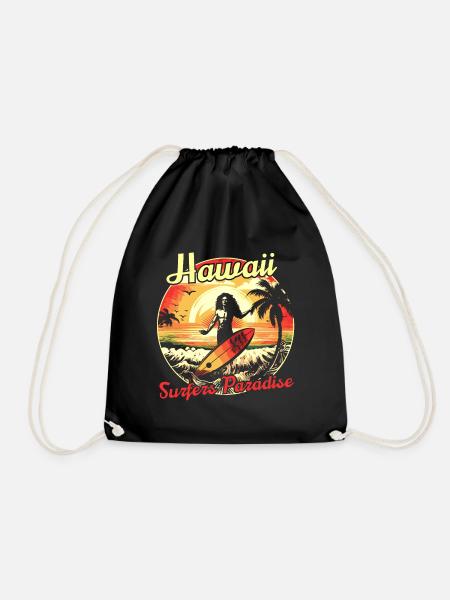 Hawaii Surfers Paradise - Drawstring Bag - black