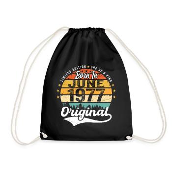 Né en Juin 1977 Cadeau d’anniversaire Juin 1977 - Sac de sport léger - noir - Devant