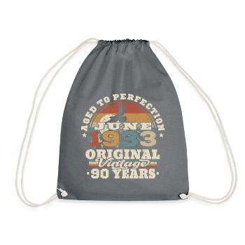 Born in June 1933 - 90 years old - Drawstring Bag - grey - Front