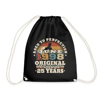 Born in June 1998 - 25 years old - Drawstring Bag - black - Front