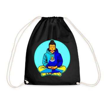 Bouddha en position de yoga avec sweat à capuche coloré - Sac de sport léger - noir - Devant