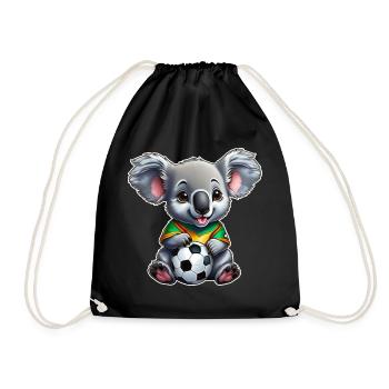 Mignon koala australien avec ballon de football - Sac de sport léger - noir - Devant