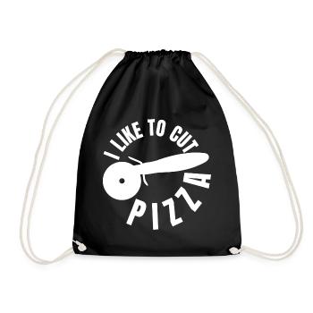 I like to slice pizza - Drawstring Bag - black - Front