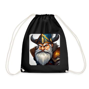 Kleiner grummliger Zwerg Kobold Wichtel - Turnbeutel - Schwarz - Vorne