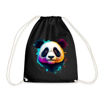 Panda - Turnbeutel - Schwarz - Vorne