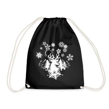 renne neige Noël neige forêt hiver Noël - Sac de sport léger - noir - Devant