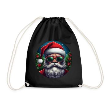 cooler Weihnachtsmann - Turnbeutel - Schwarz - Vorne