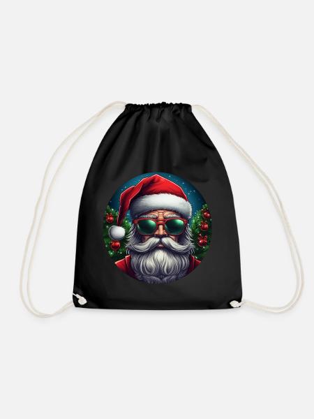 cooler Weihnachtsmann - Turnbeutel - Schwarz