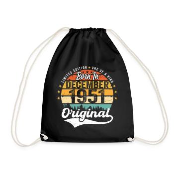 Original décembre 1951 Vintage anniversaire 1951 - Sac de sport léger - noir - Devant