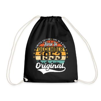 Original December 1953 Vintage Birthday 1953 - Drawstring Bag - black - Front