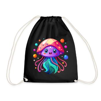 Cute Jellyfish - Drawstring Bag - black - Front