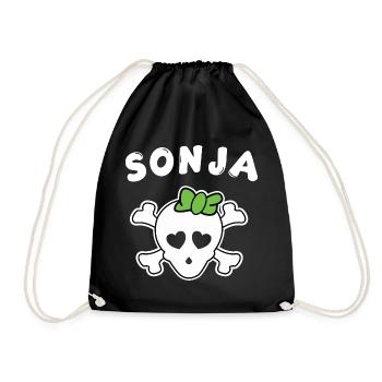 Piratin Sonja Design für Mädchen und Frauen - Turnbeutel - Schwarz - Vorne