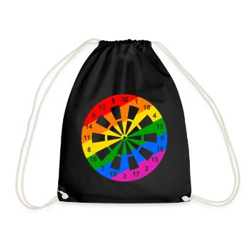 Regenbogen Dartscheibe - Turnbeutel - Schwarz - Vorne