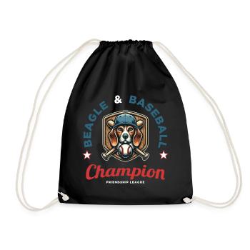 Fan of baseball, beagles and America - Drawstring Bag - black - Front