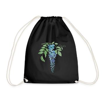 Wild Blue Wisteria Illustration - Drawstring Bag - black - Front
