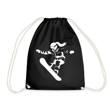 Snowboarderin Zeichnung - Turnbeutel - Schwarz - Vorne