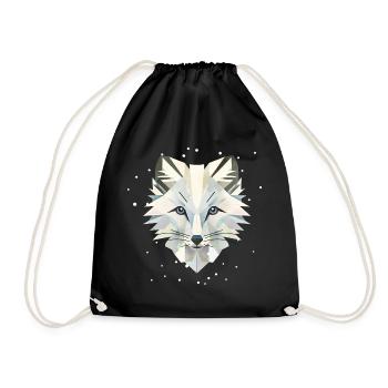 Magical arctic fox in geometric elegance - Drawstring Bag - black - Front