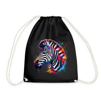 Zebra - Drawstring Bag - black - Front