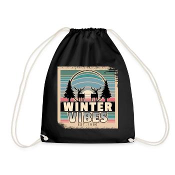 Winter vibes for nature lovers at sunset - Drawstring Bag - black - Front
