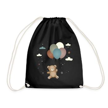 Ours volant avec des ballons dans un style mignon - Sac de sport léger - noir - Devant