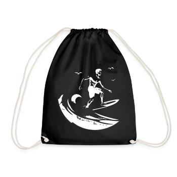 Surfing Drawing - Drawstring Bag - black - Front