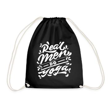 Real Men Do Yoga - Drawstring Bag - black - Front