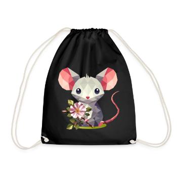 Souris avec églantier – joli motif pour enfants - Sac de sport léger - noir - Devant