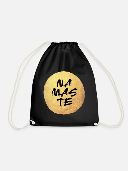Yoga Kreis Namaste Handschrift Gold Luxus Indien - Turnbeutel - Schwarz
