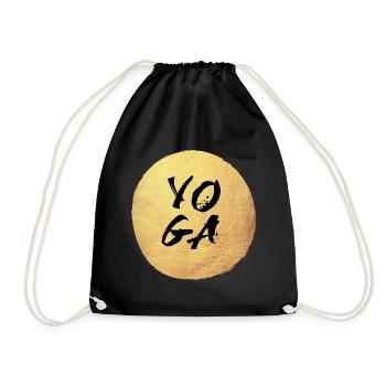 Yoga Gold Zentrum Kreis Meditation KOnzentration - Turnbeutel - Schwarz - Vorne