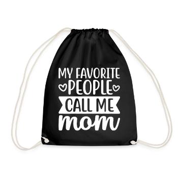 Call Me Mom Handwritten Quote - Drawstring Bag - black - Front