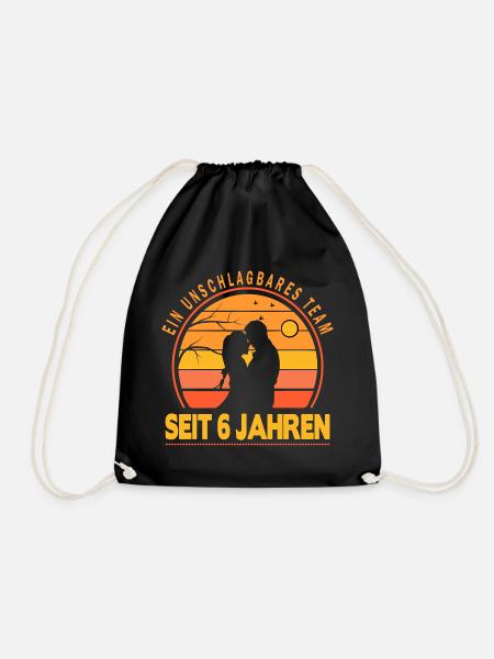 6 years relationship gift partner husband wife - Drawstring Bag - black