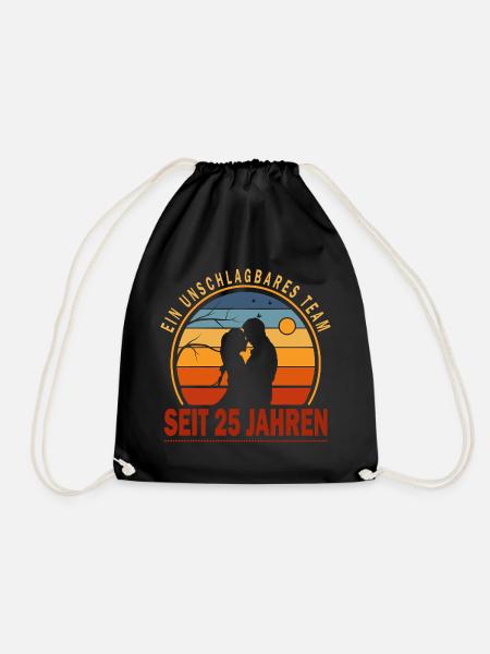 25 Jahre Beziehung Jahrestag Hochzeitstag - Turnbeutel - Schwarz