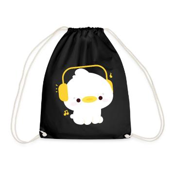 Duck with Headphones - Drawstring Bag - black - Front