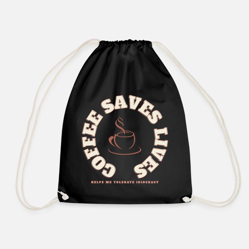 Kaffee rettet den Tag: Kaffee rettet Leben - Turnbeutel - Schwarz