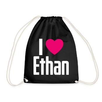I Love Ethan Pinkes Herz Ich liebe Ethan - Turnbeutel - Schwarz - Vorne